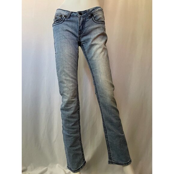 True Religion Women's Jeans Wide Leg Blue Mid Rise Size 28 - Picture 1 of 9